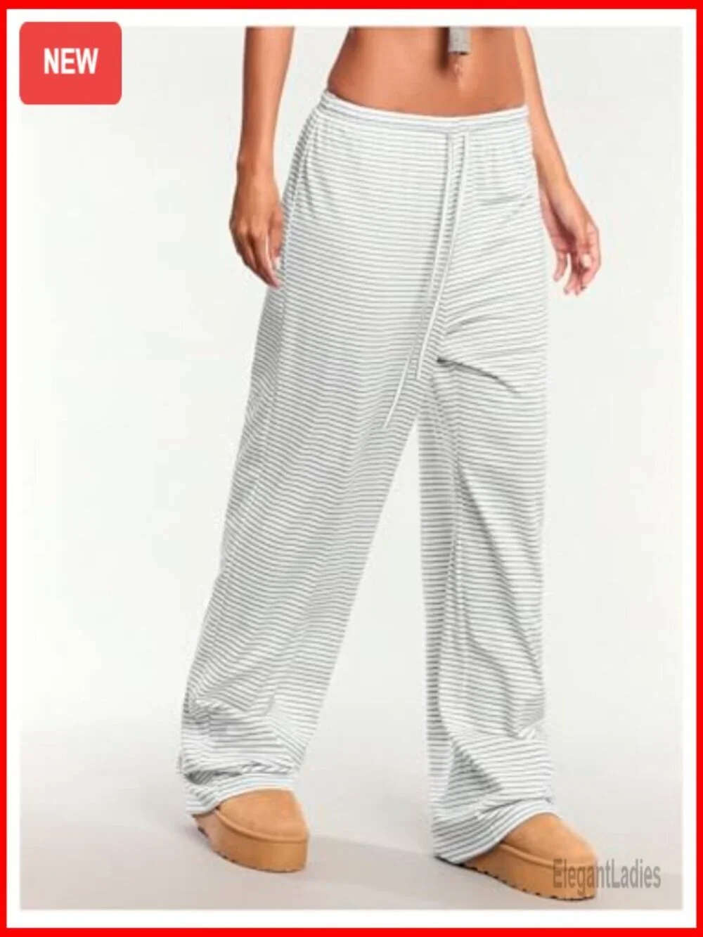 Striped Drawstring Wide Leg Lounge Pants